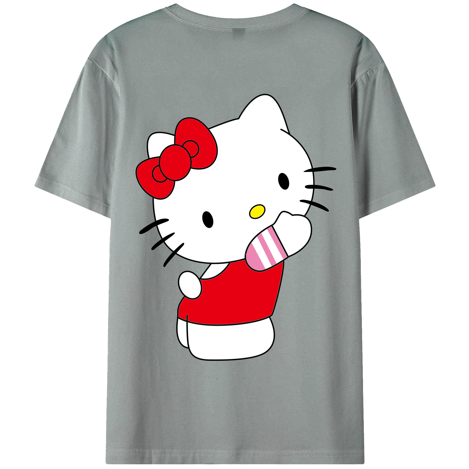 （画像用） Hello Kitty ハローキティ 綿100％ メンズ半袖Tシャツ（バックプリント） 通気性